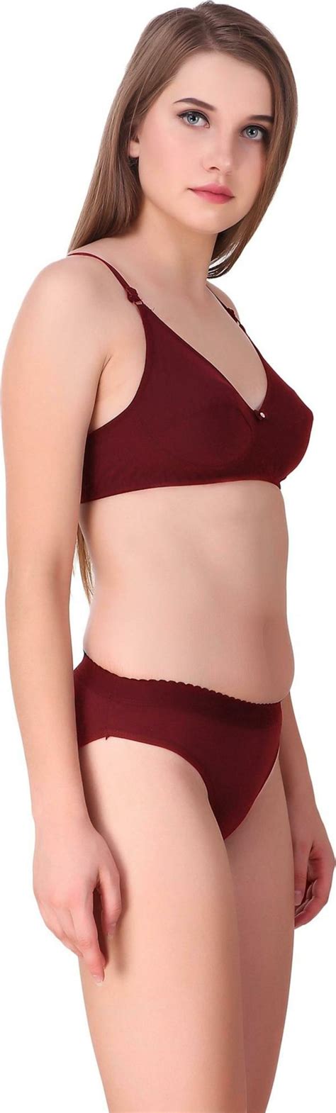 Tace Women Maroon Self Design Cotton Blend Lingerie Set Jiomart