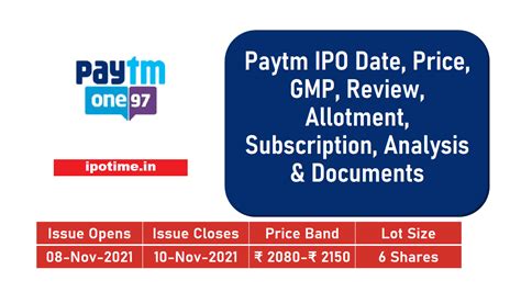 Paytm Ipo Date Price Gmp Review Allotment Subscription Analysis