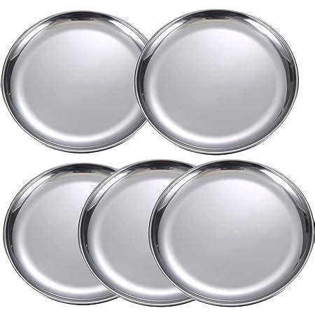 Bblie Lot De 6 Assiettes De Service En Acier Inoxydable Plateau Inox