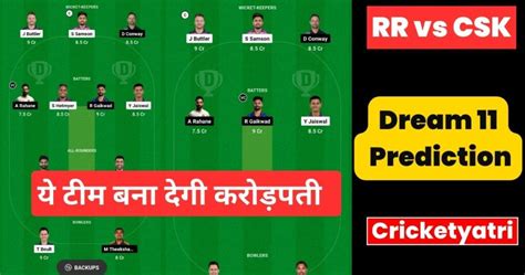 Rr Vs Csk Dream Prediction In Hindi