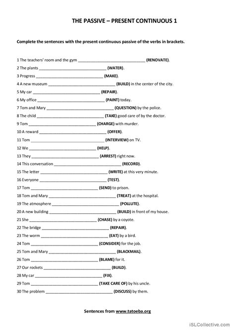 Worksheet Passive Voice With The Present Continuous And Present Hot