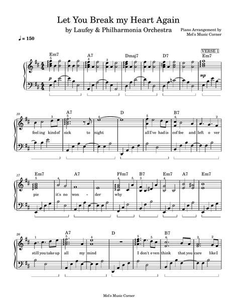 Laufey Let You Break My Heart Again Piano Sheet Music Sheets By Mel