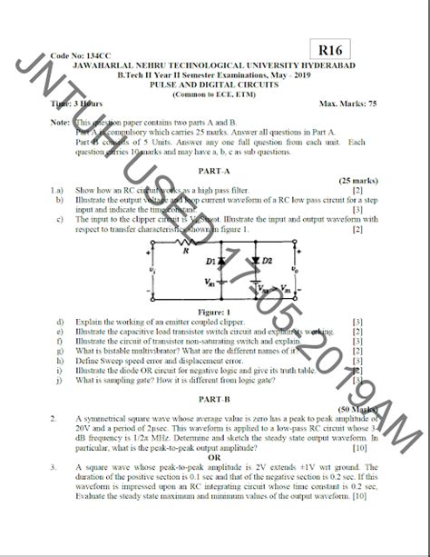 JNTUH B Tech Pulse And Digital Circuits May 2019 Question Paper