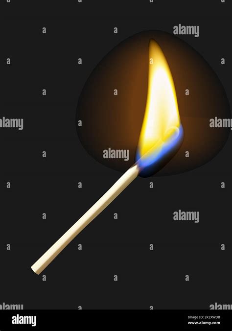 Realistic Burning Match With Flame On Black Background Stock Photo Alamy