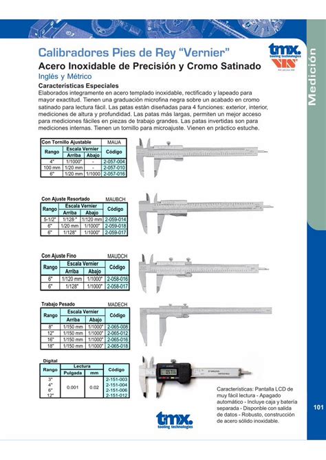 Pdf Calibradores Pies De Rey Vernier Acero Inoxidable De