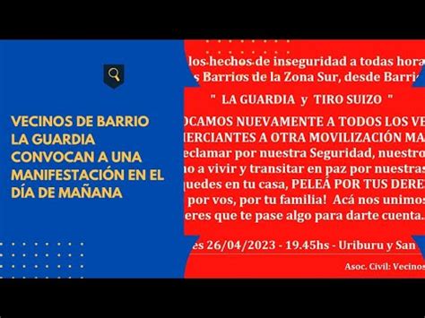 Vecinos de barrio La Guardia convocan a una manifestación en el día de