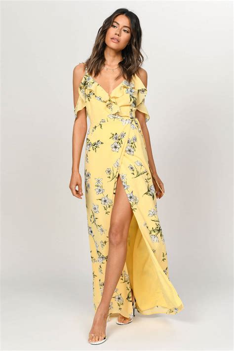 Enchant Me Floral Wrap Maxi Dress In Yellow Multi Tobi Gb