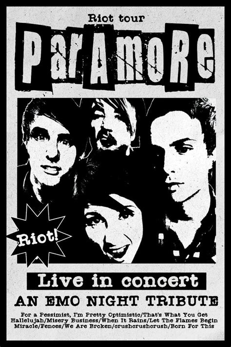 An Old Concert Poster For Paramore S Live In Concert With The Band