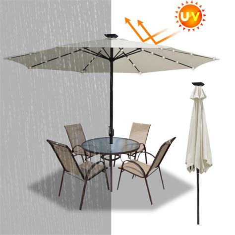 Parasol de Jardin Dia 270 CM Strucutre en Métal Robuste Anti UV Beige