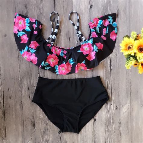 Buy Bikini Set Double Ruffle Swimwear Women Sexy