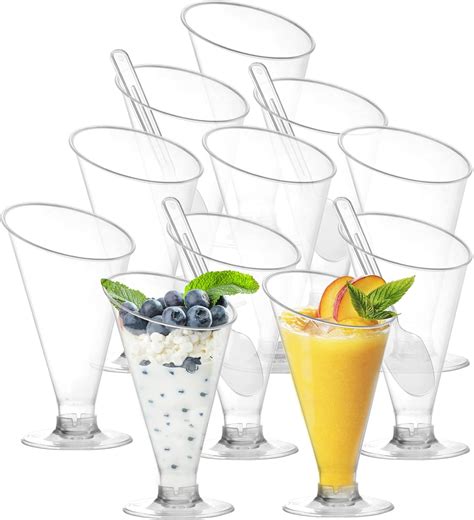 Foraineam 100 Pack Clear Dessert Cups With Spoons 4 Oz Disposable