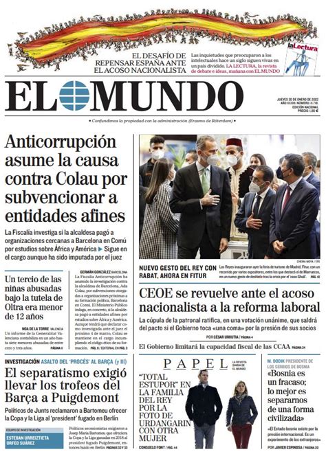 Front Page Of El Mundo For Thursday January 20 2022 Teller Report