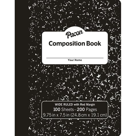 Black Marble Composition Book Wide Ruled Teacher Direct