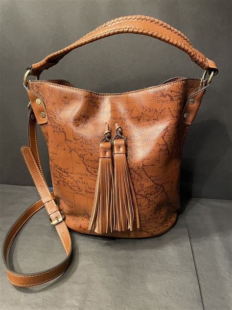 Reduced Patricia Nash Octavia Bucket Bag Euro Map Gem