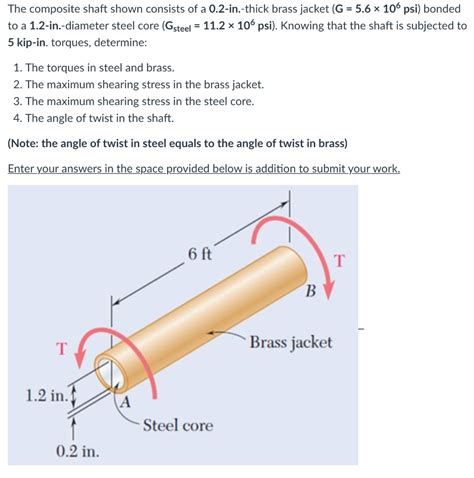 Solved The Composite Shaft Shown Consists Of A In Thick Chegg