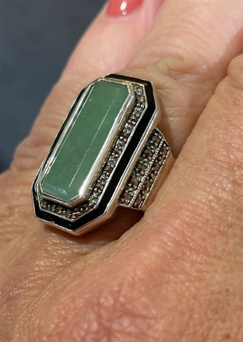 Proantic Bague Argent Jade Mail Marcassites