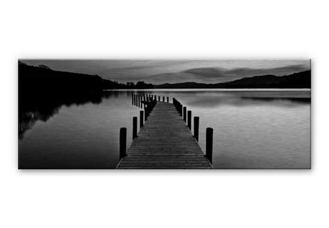 Tableau En Alu Dibond Lac En Panorama Noir Blanc Wall Art Fr