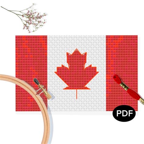 Cross Stitch Canada Flag Etsy