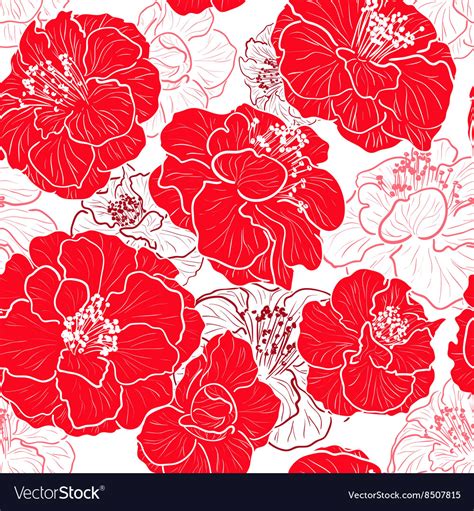 Seamless red floral patterned wallpaper Royalty Free Vector