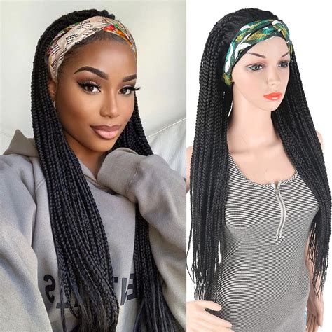 Leosa Box Braided Headband Wigs For Black Women Braided Wig Box Braided