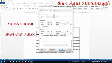 Cara Mengatur Spasi Atau Jarak Bab Dan Sub Bab Di Word Youtube