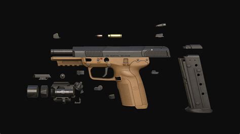 3d Model Fn Five Seven Mk2 Fde Pistol Vr Ar Low Poly Cgtrader