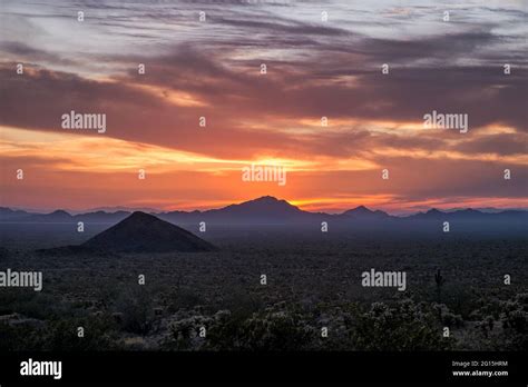 Yuma Desert Sunset At Kofa National Widlife Refuge Arizona Usa Stock