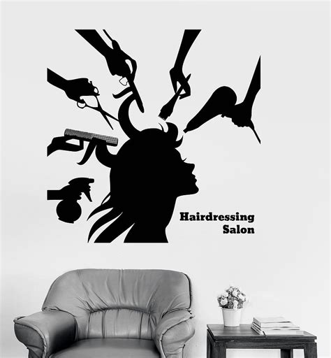 Vinyl Wall Decal Hairdressing Salon Beauty Hair Woman Barbershop