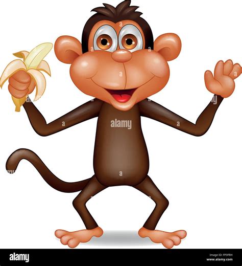 Cute Monkey Cartoon Eating Banana Hi Res Stock Photography And Images