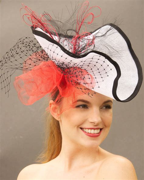 Red Black And White Kentucky Derby Hat Fascinator Headpiece Etsy Kentucky Derby Hats Red Hat