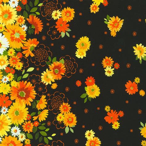 Robert Kaufman Fabrics FLHD 21868 2 BLACK From Flowerhouse Cascading