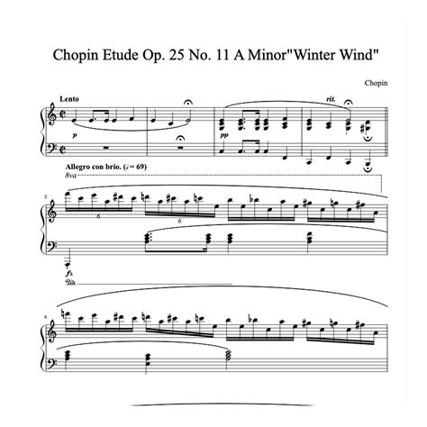 Chopin Étude Op 25 No 11 In A Minor Winter Wind Frédéric