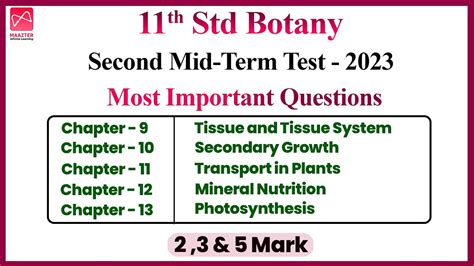 Th Std Botany Second Mid Term Test Important Questions Chapter