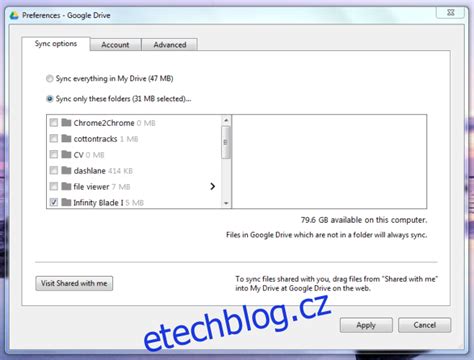 Jak selektivně synchronizovat složky s Diskem Google etechblog cz