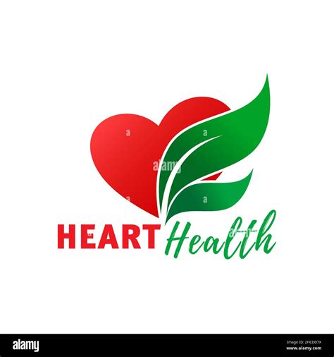 Heart Health Icon With Green Leaf Heart Surgery Clinic Cardiology