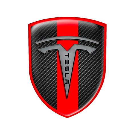 Tesla Shield Silicone Emblem Carbon Red Line Edition | Domed Emblems ...