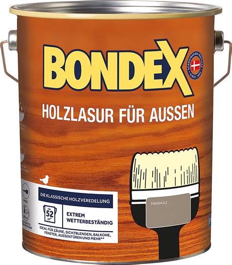 Bondex Holzlasur für Außen Treibholz 4 L für 52 m² Hoher Wetter und