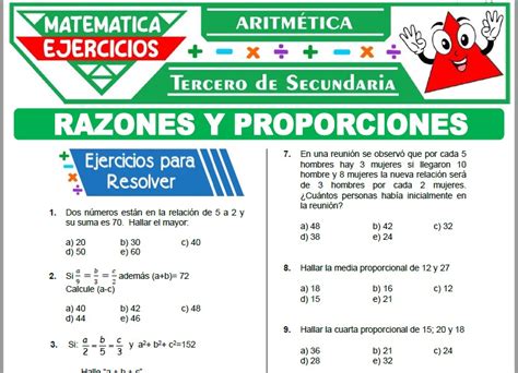 Ejercicios De Razones Y Proporciones Para Tercero De Secundaria