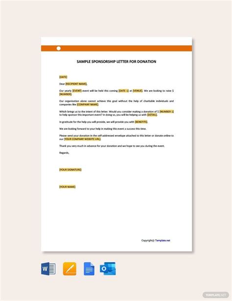 Youth Sports Sponsorship Letter Template Google Docs Word Template Net