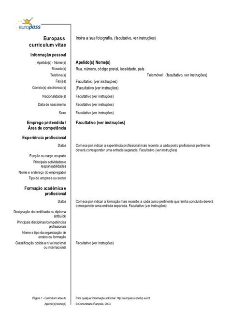 Europass Cv Template Pt