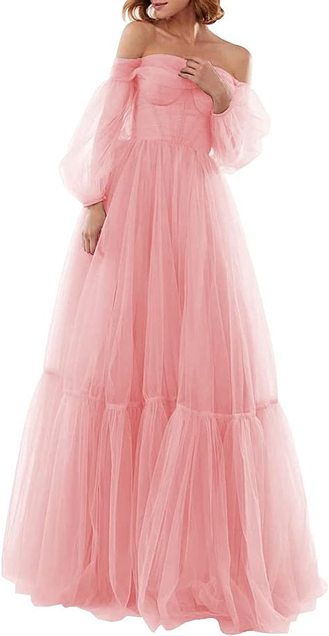 Tulle Puffy Sleeve Prom Dress Evening Gowns For Ubuy India