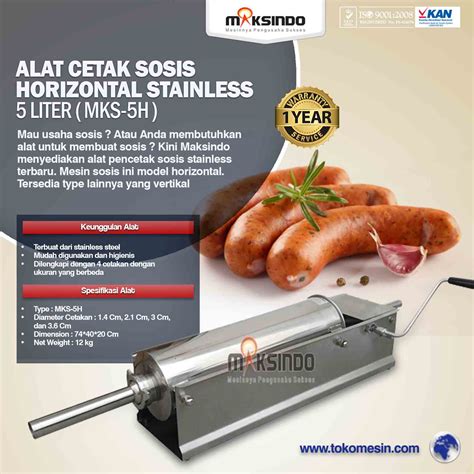 Jual Alat Cetak Sosis Horizontal Stainless Liter Mks H Di