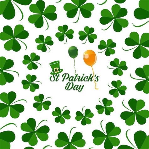 Premium Vector Saint Patricks Day Lettering With Green Hat And Clover Leaves Background