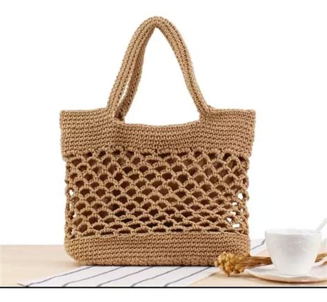 Bolsa Moda Praia Croche Barbante Nude Caramelo Franja Atacad Frete grátis