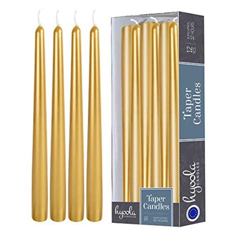 Hyoola Gold Metallic Unscented Taper Candles Dripless Tapers