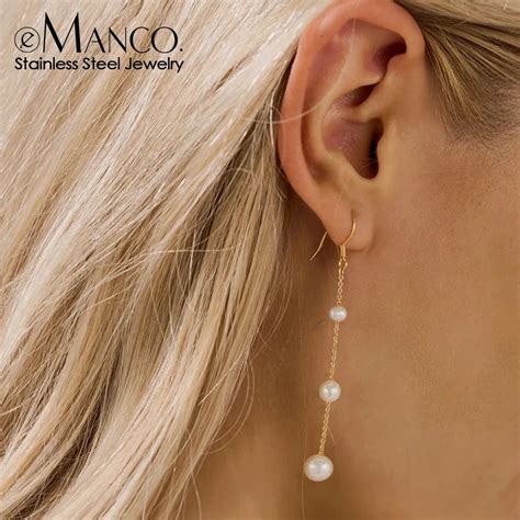 Emanco Fine Natural Freshwater Pearl Drop Earrings K Gold Plated