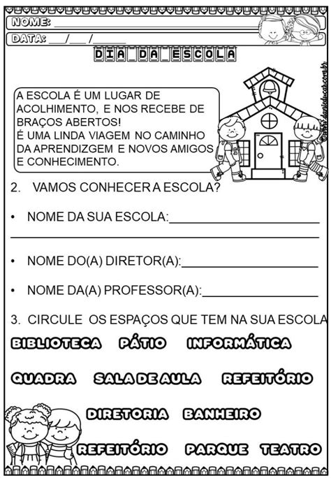 Atividades Sobre O Dia Da Escola Dia Da Escola Anivers Rio Da Escola