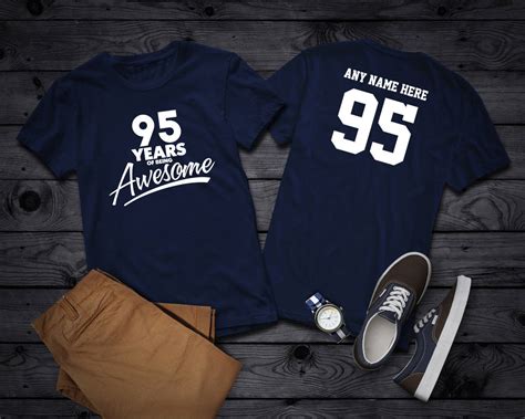 95 Years Of Being Awesome 95th Birthday Party Shirt 95 Years Etsy