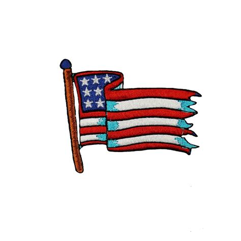 Waving American Flag Patch Usa America Patriotic Embroidered Iron On