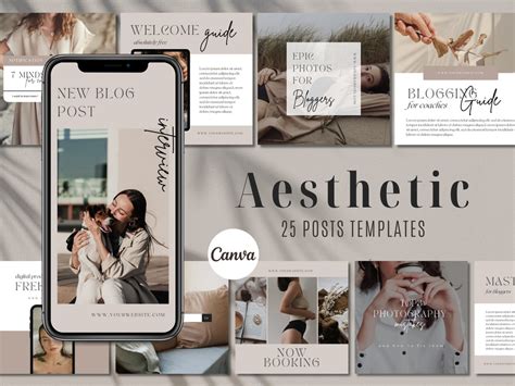 25 Aesthetic Instagram Post Templates Social Media Templates - Etsy